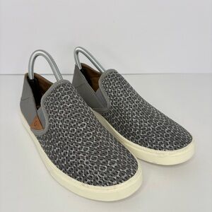 OluKai Pehuea Slip-On Shoes Women’s 9 Gray Textured Mesh Comfort Sneakers